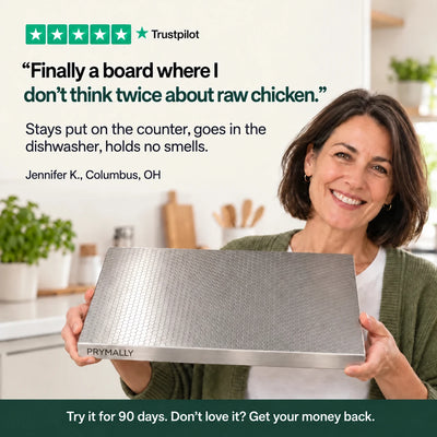Customer holding the Prymally cutting board